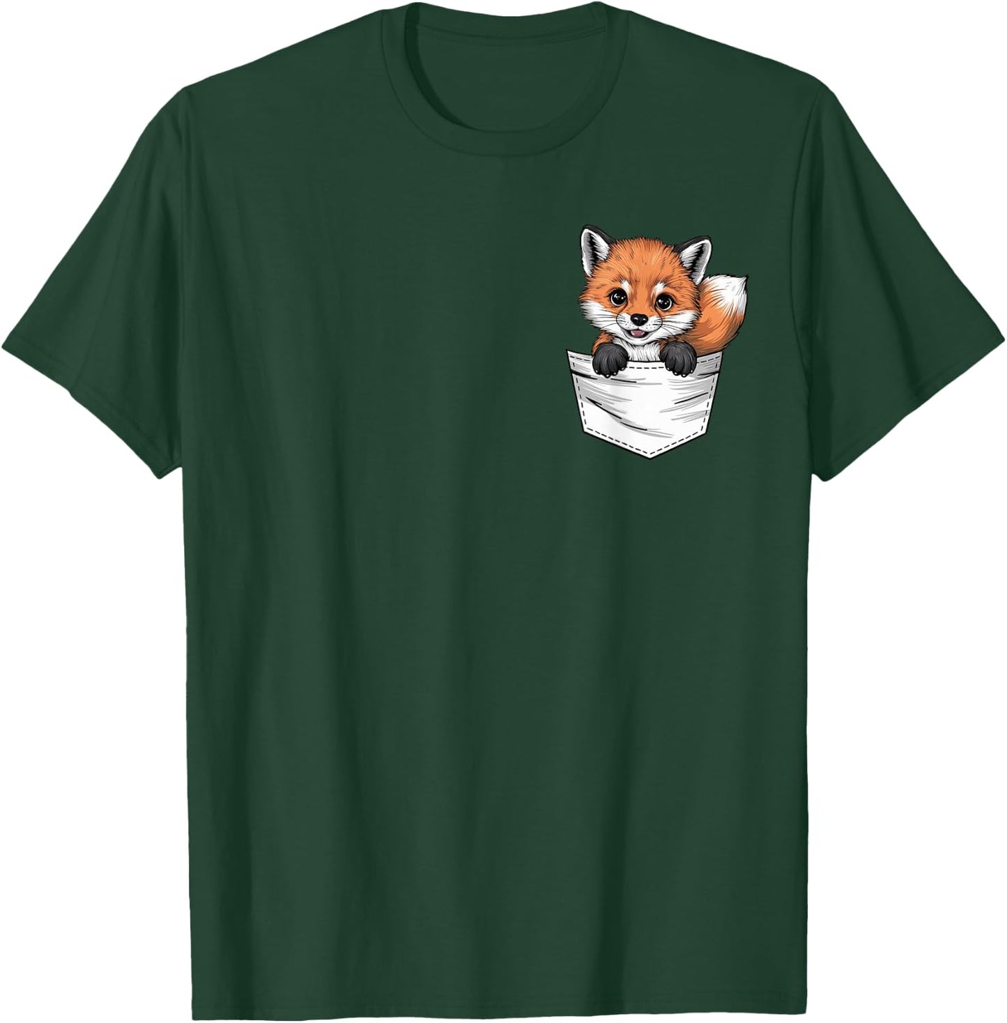 Baby Fox In The Pocket Cute Fox T-Shirt - T-Shirt | Forest