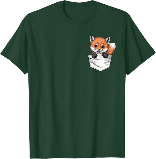 Baby Fox In The Pocket Cute Fox T-Shirt - T-Shirt | Forest