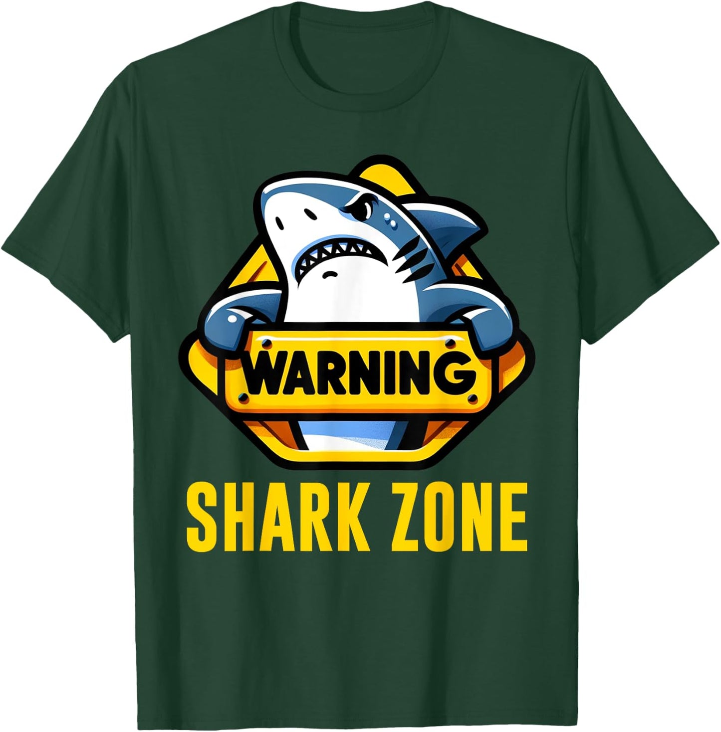 Cool Shark Warning Shark Zone Beach Funny Shark , Small, Black T-Shirt - T-Shirt | Forest