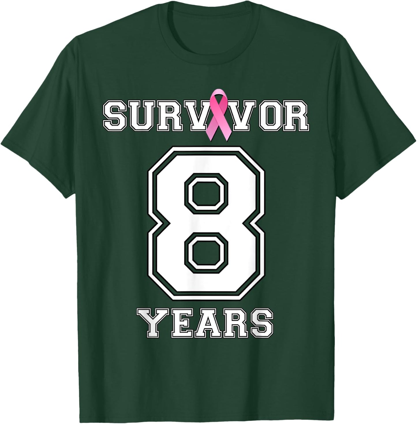8 Years Breast Cancer Survivor Pink Ribbon Awareness ZL T-Shirt - T-Shirt | Forest