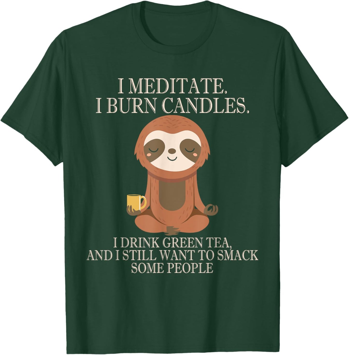 Funny Cute Sloth Meditation Inner Peace T-Shirt - T-Shirt | Forest