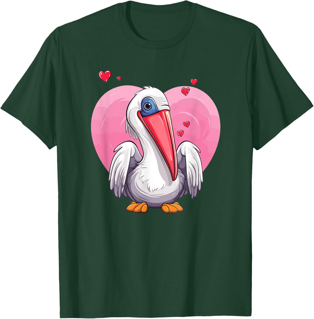 Cute Pelican With Hearts I Kids Pelican T-Shirt - T-Shirt | Forest