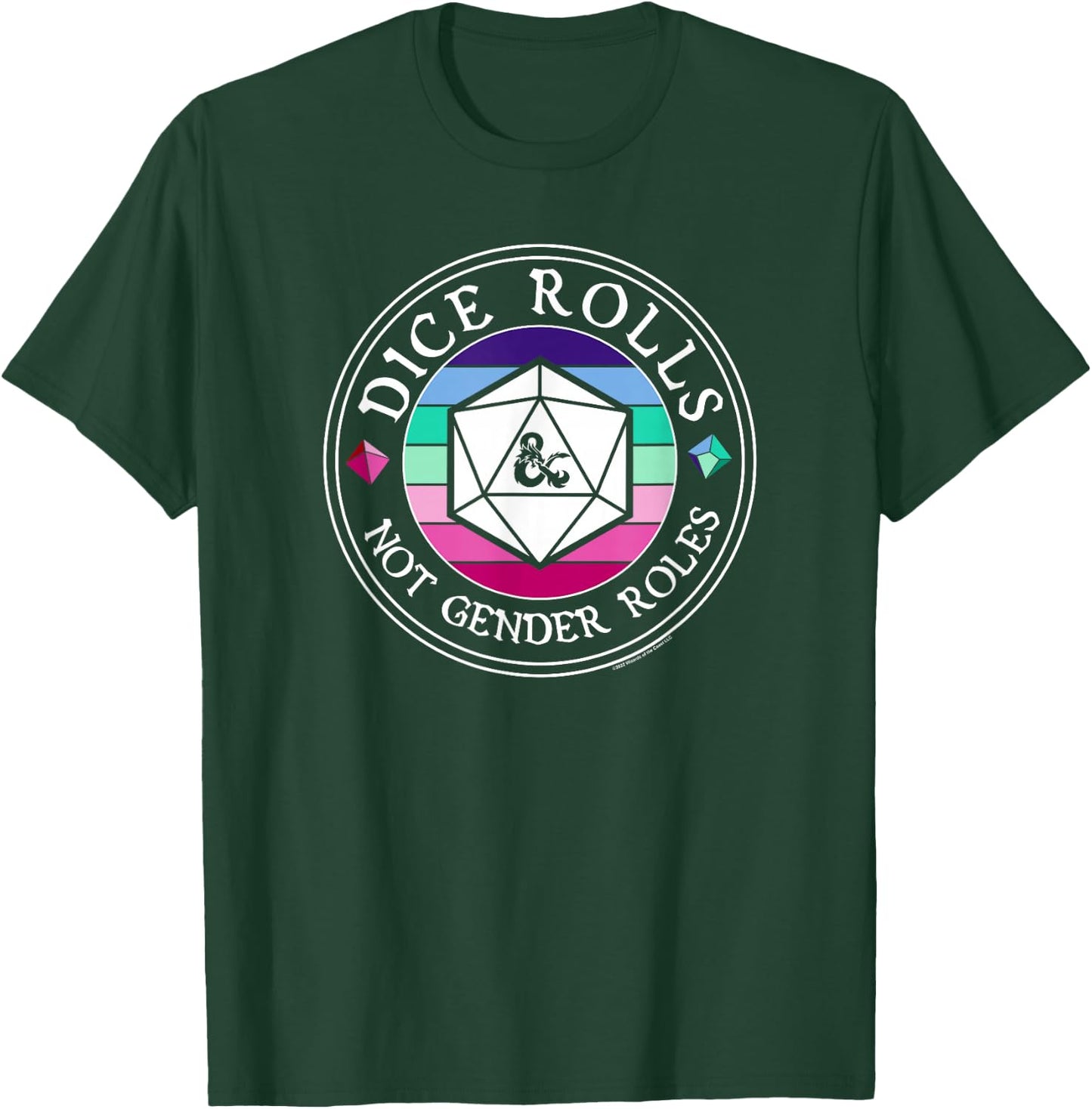 Dungeons & Dragons Dice Rolls Not Gender Roles Pride Logo T-Shirt - T-Shirt | Forest