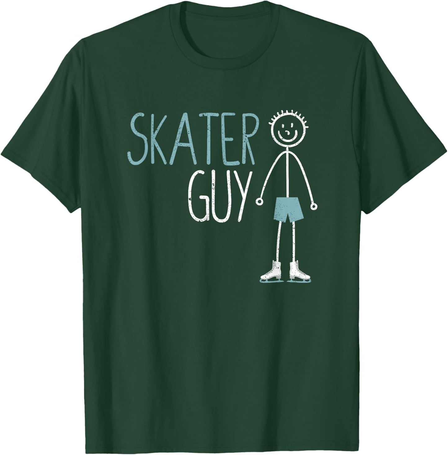 Skater Guy Funny Skates Ice Skating Boy Figure Skaters T-Shirt - T-Shirt | Forest