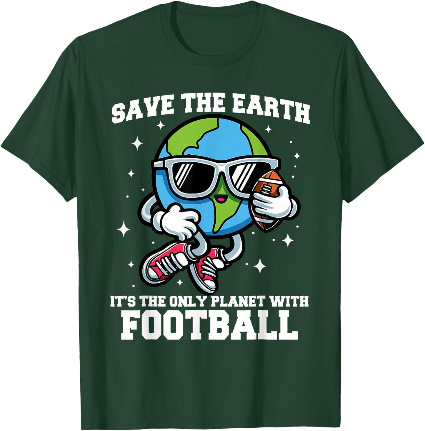 Save Earth Football Design - Funny Earth Day Sports T-Shirt - T-Shirt | Forest