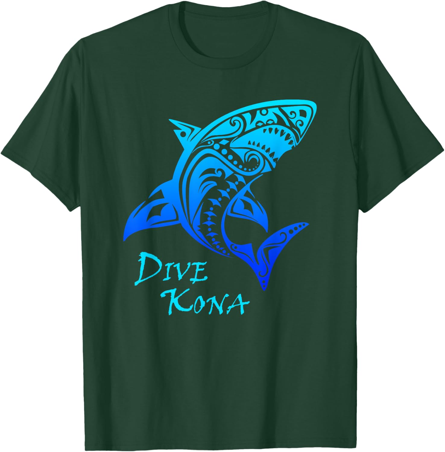 Dive Kona Hawaii Tribal Shark Polynesian Tattoo Gift T-Shirt - T-Shirt | Forest