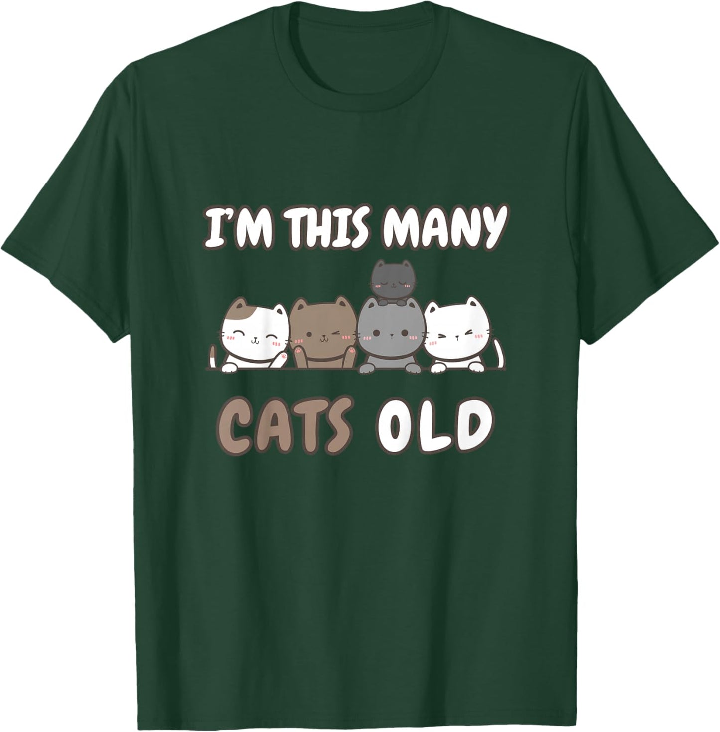 I'm This Many Cats Old - Funny 5th Birthday 5 Years Old Bday T-Shirt - T-Shirt | Forest