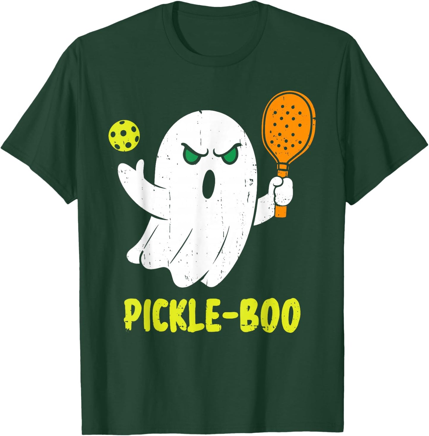 Halloween Pickleball Pickle Boo Ghost Costume Men Women Kids T-Shirt - T-Shirt | Forest