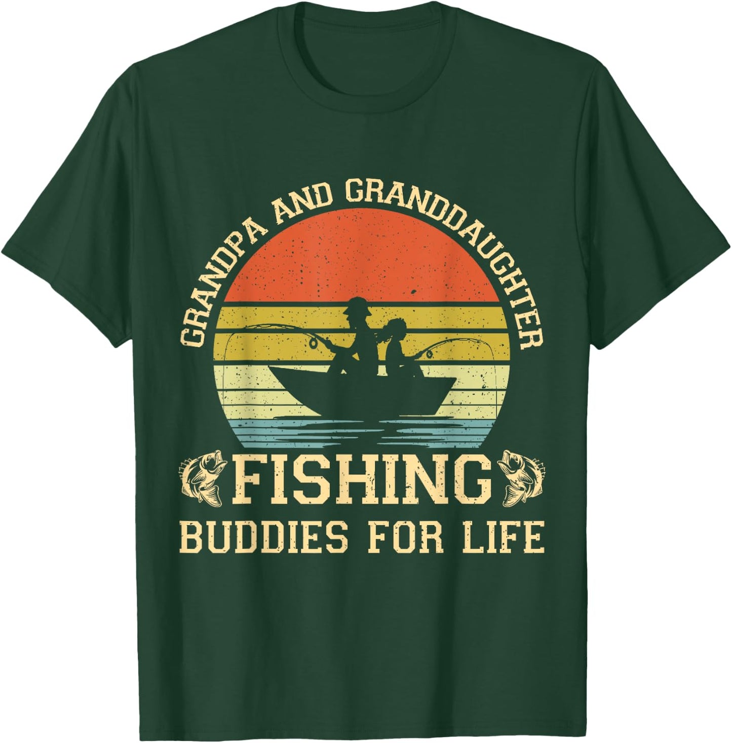 Vintage Grandpa And Granddaughter Fishing Buddies For Life T-Shirt - T-Shirt | Forest