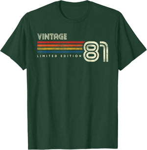 Vintage 1981 Chest Stripe Birthday T-Shirt - T-Shirt | Forest