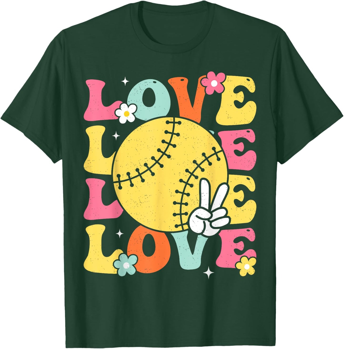 Softball Love Cute Softball Shirts Mom Teens Girls T-Shirt - T-Shirt | Forest