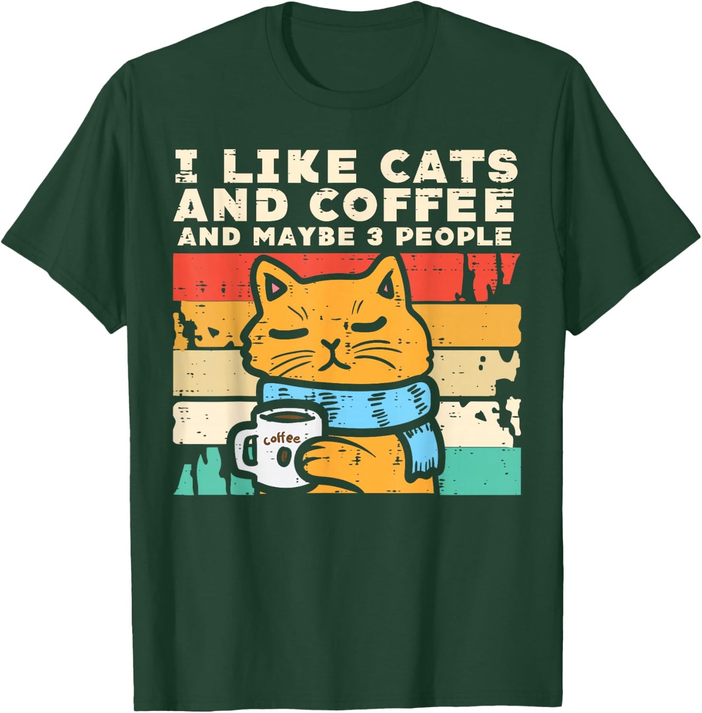 I Like Cats Coffee 3 People Funny Pet Owner Men Women Kids T-Shirt - T-Shirt | Forest
