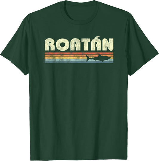 Retro Roatan Honduras Souvenir Shark Boys Girls T-Shirt - T-Shirt | Forest