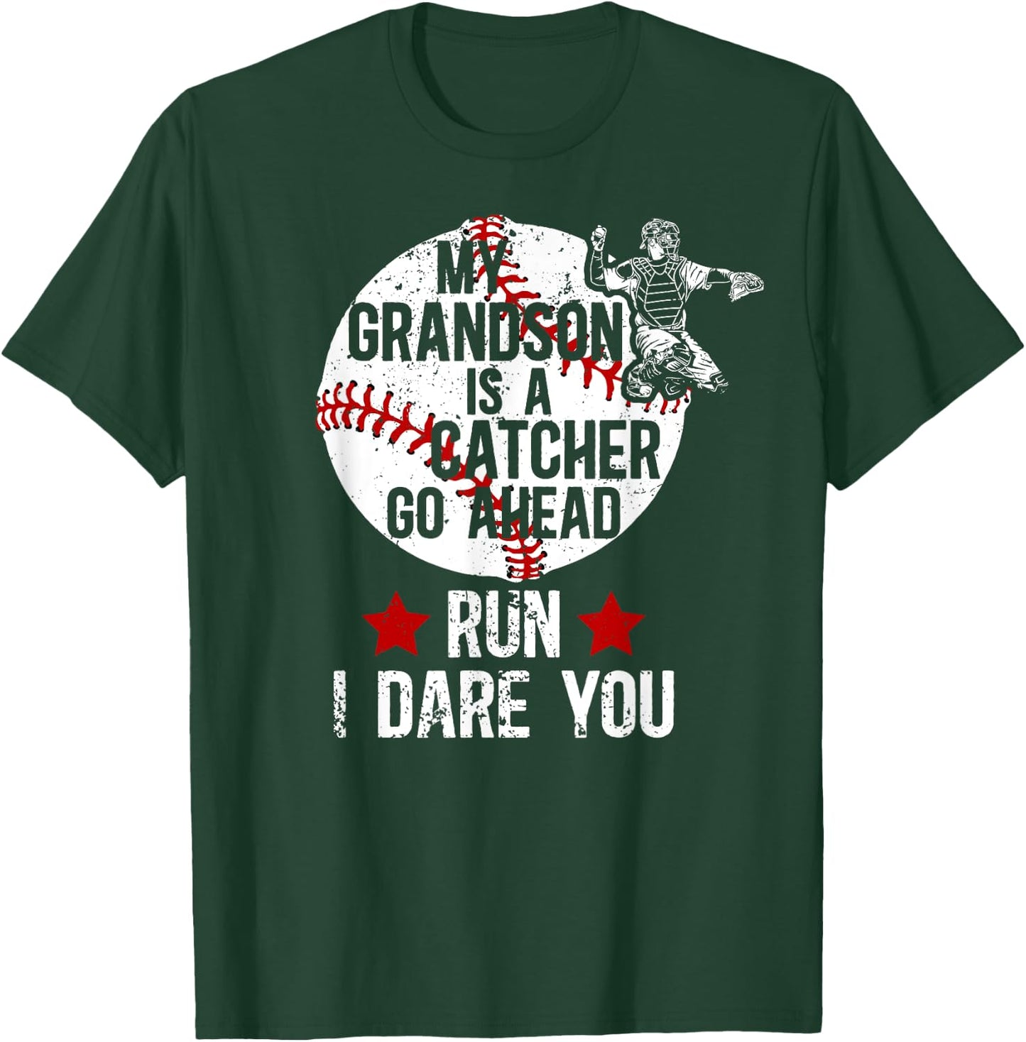 My Grandson Is A Catcher Baseball Catcher Grandma T-Shirt - T-Shirt | Forest