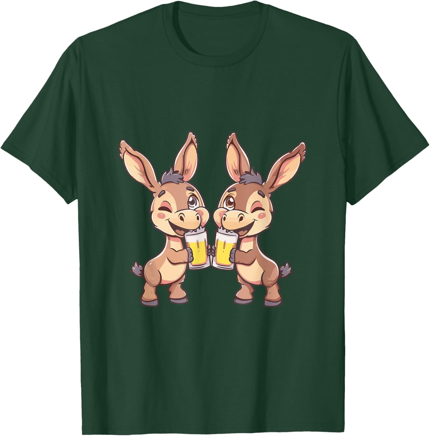 Funny Donkeys With Beer | Birthday Party T-Shirt - T-Shirt | Forest