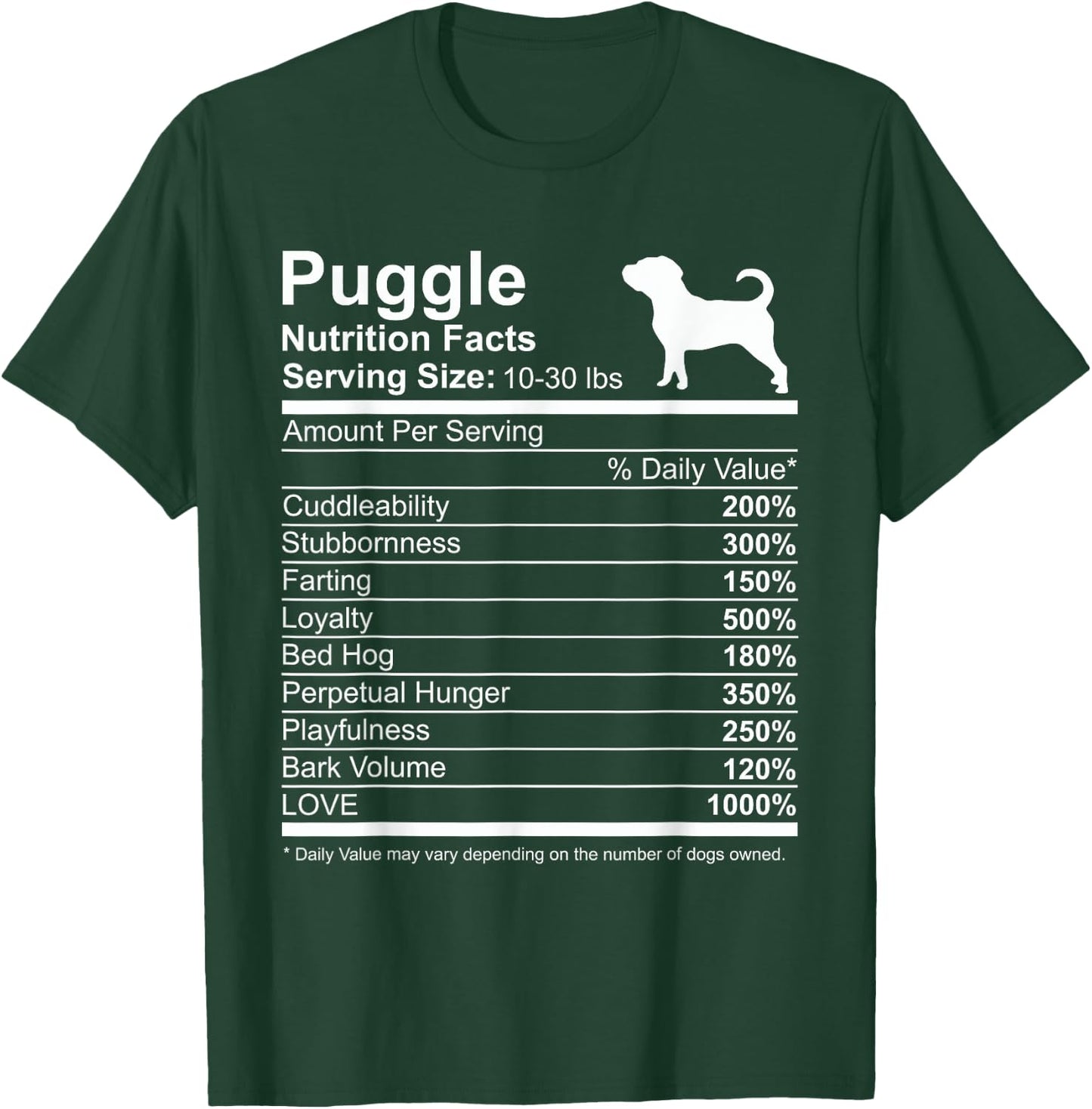 Funny Sayings for Puggle Lovers Dog Dad Black Cotton Polyester Classic Fit Short Sleeve Puggle Small -Adults T-Shirt - T-Shirt | Forest