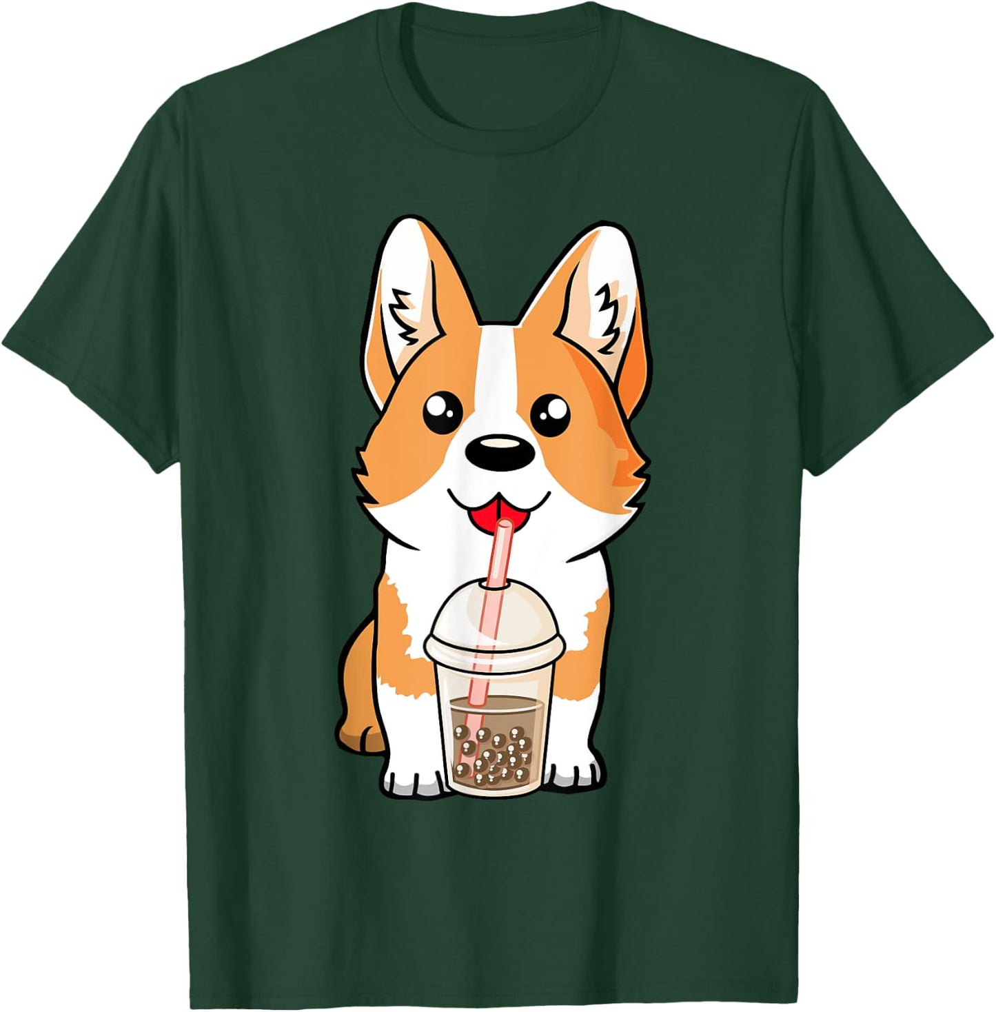 Boba Milk Tea Corgi Dog Puppy Lover Kawaii Japanese Anime T-Shirt - T-Shirt | Forest