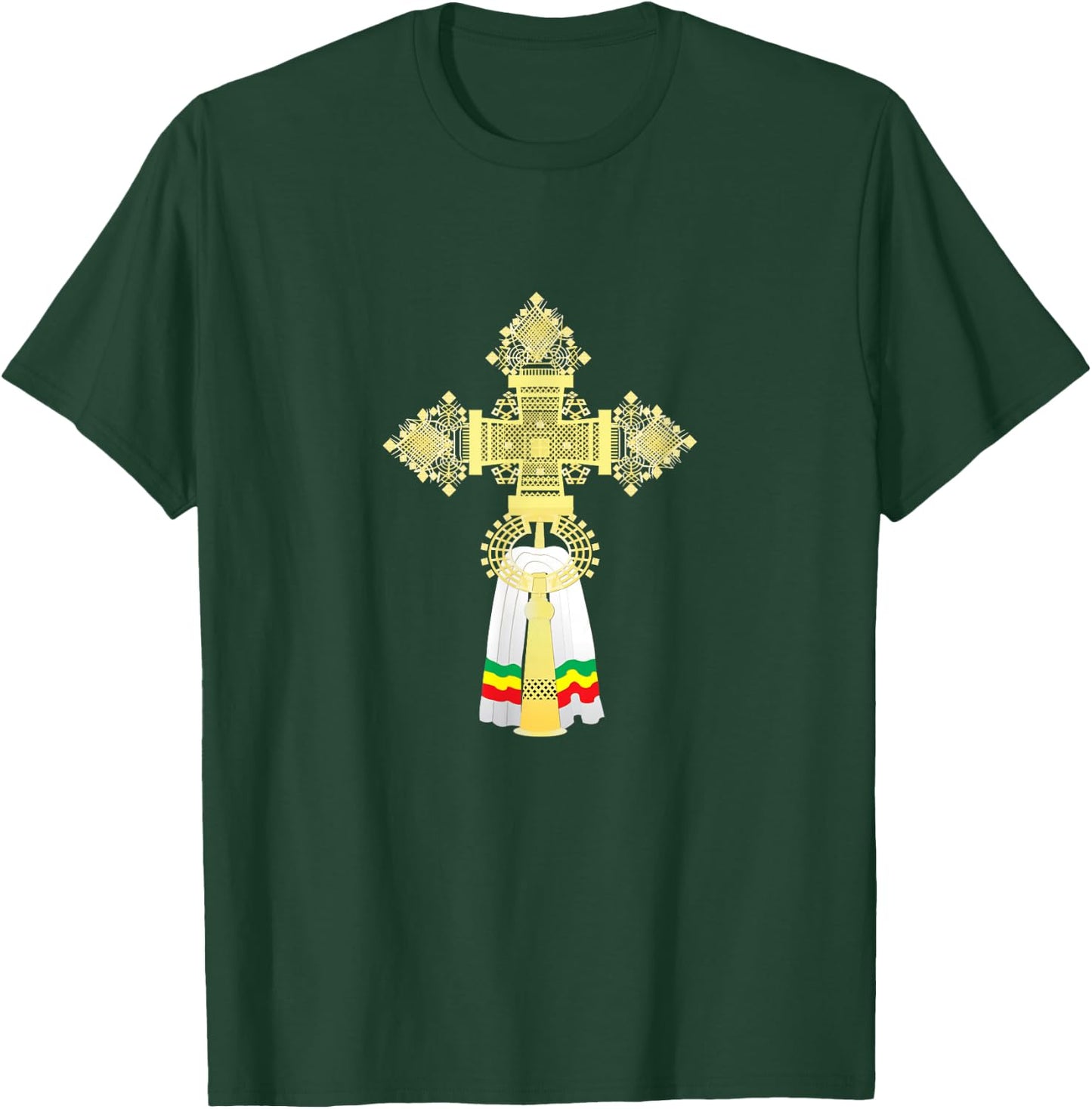 Delight Decor App Ethiopian Orthodox Cross - Black, , Small, Short Sleeve, Modern Classic, Cross Pattern, Decor Theme, -Adult, Classic Lifestyle T-Shirt - T-Shirt | Forest