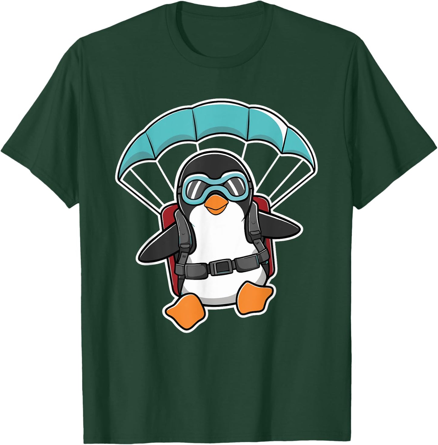 Paragliding Penguin Skydiving Parachute Skydiver T-Shirt - T-Shirt | Forest