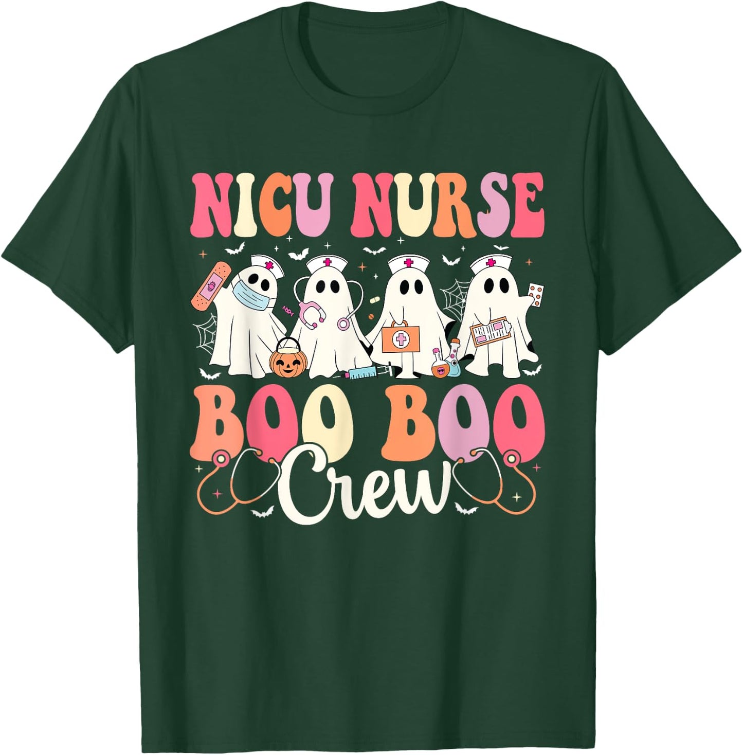 NICU Nurse Boo Boo Crew Ghost NICU Nurse Halloween Costume T-Shirt - T-Shirt | Forest