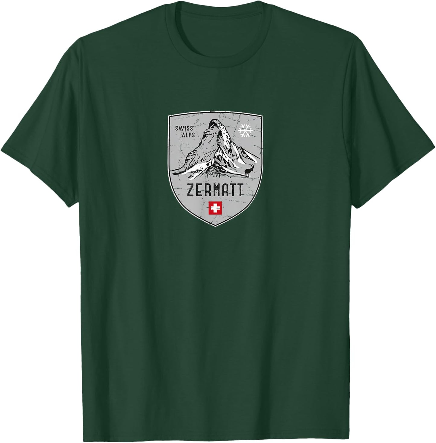 Zermatt Matterhorn Mountain Switzerland Emblem T-Shirt - T-Shirt | Forest