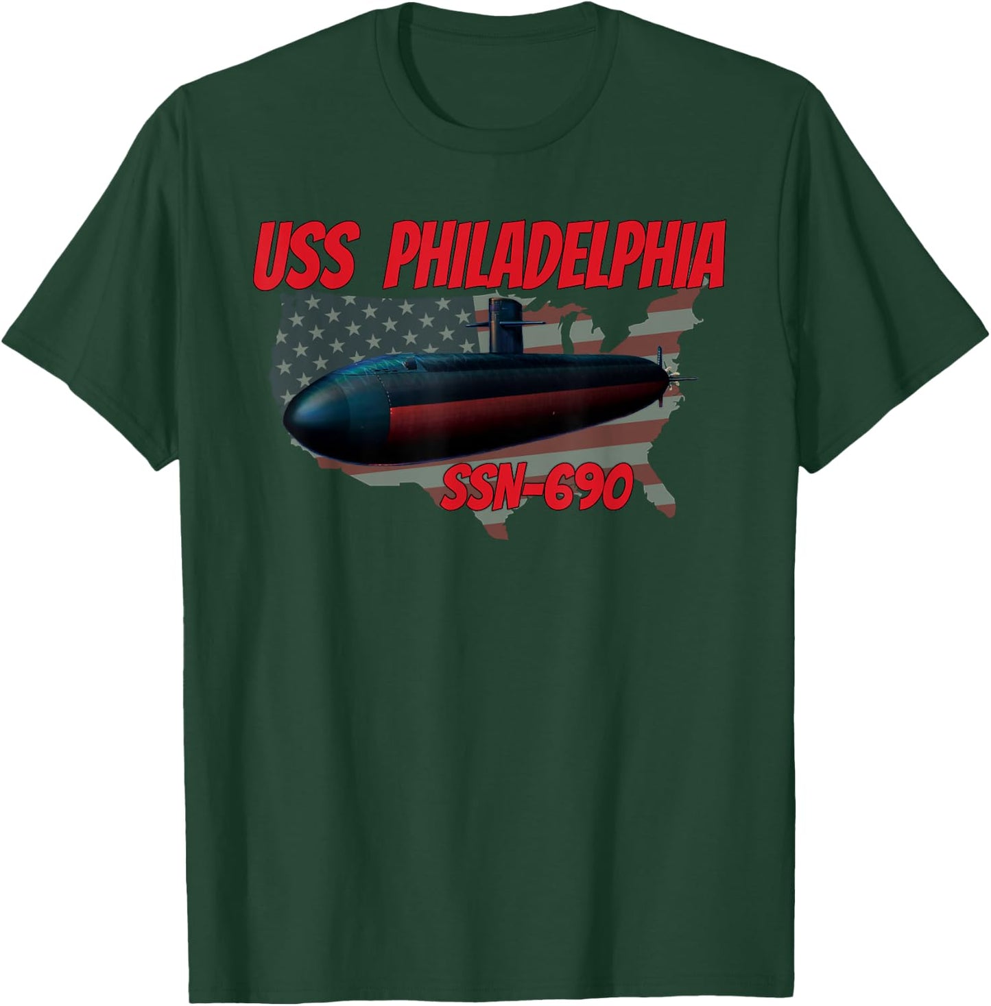 USS Philadelphia SSN-690 Submarine Veterans Father Grandpa T-Shirt - T-Shirt | Forest