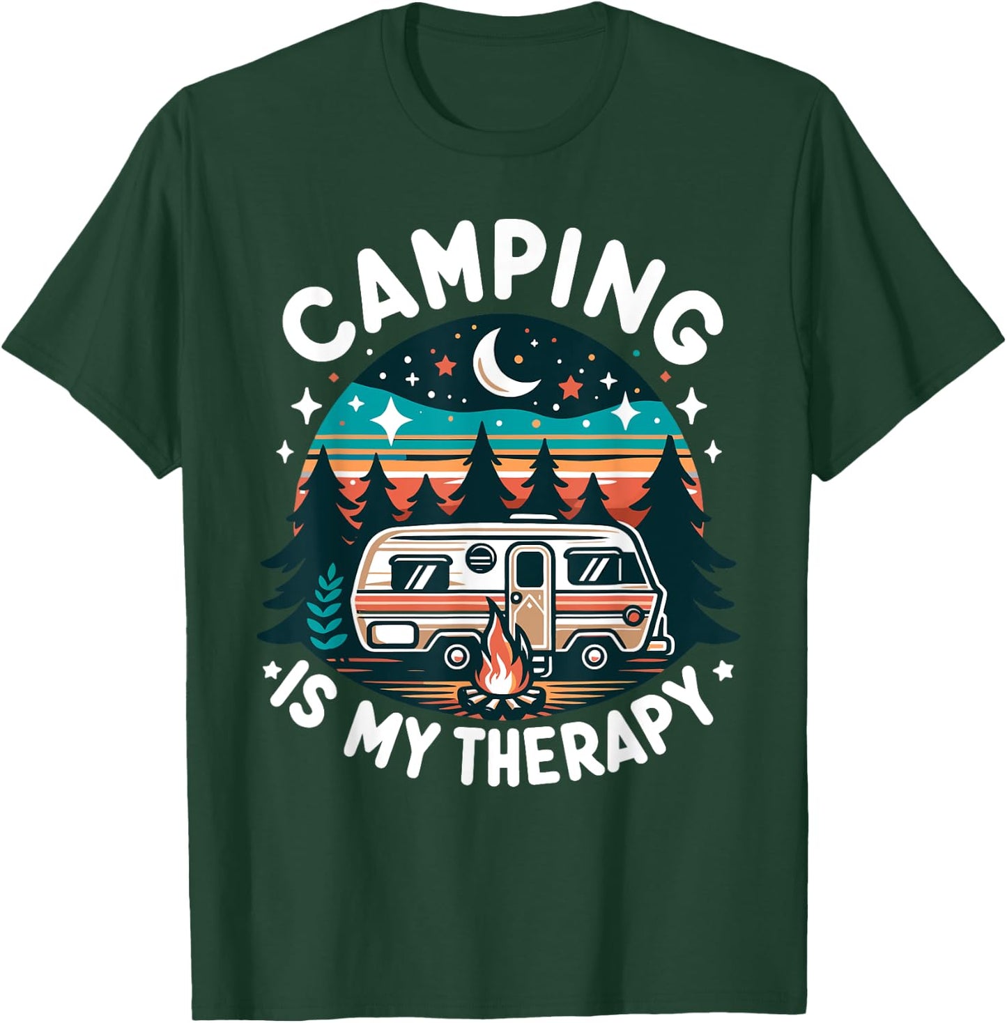 Camping Is My Therapy Summer Vacation Family Matching Funny Women Girls Kids T-Shirt - T-Shirt | Forest