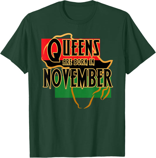November Birthday Shirt Afro American Black Women Girls T-Shirt - T-Shirt | Forest