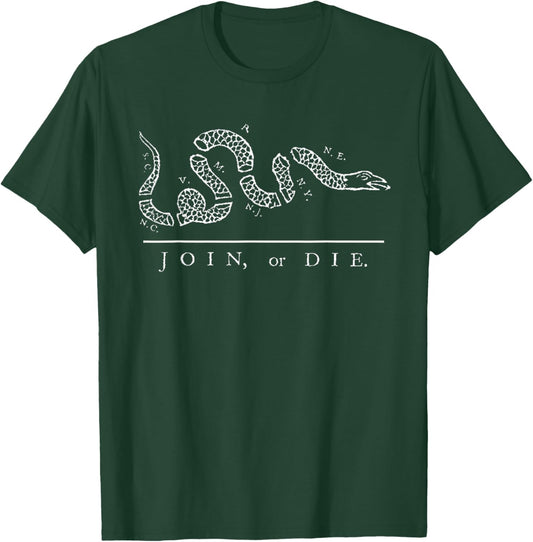 Benjamin Franklin Join or Die 1754 American Snake Shirt T-Shirt - T-Shirt | Forest