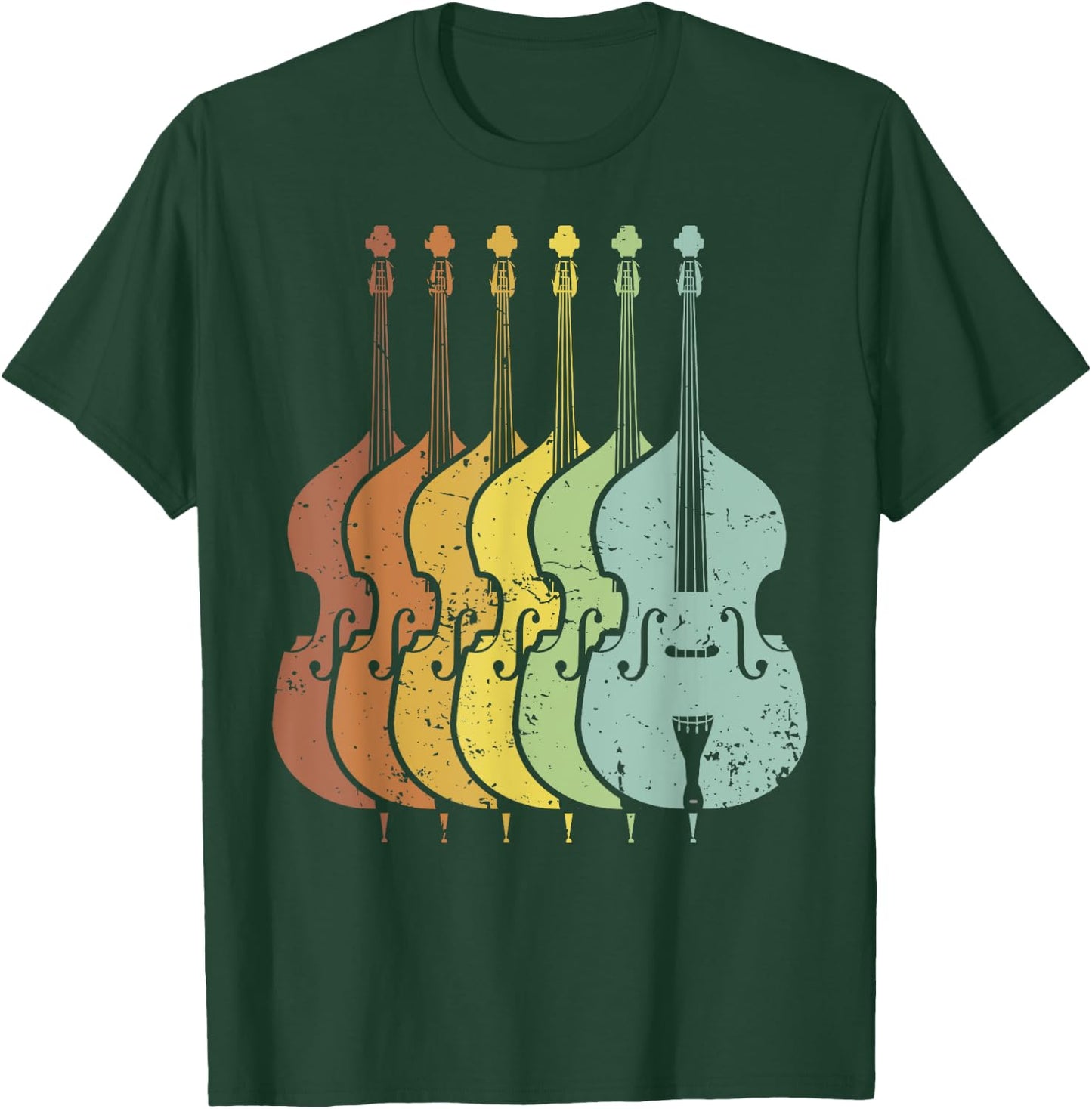 Distressed Retro Upright Bass Musician Music Gift T-Shirt - T-Shirt | Forest
