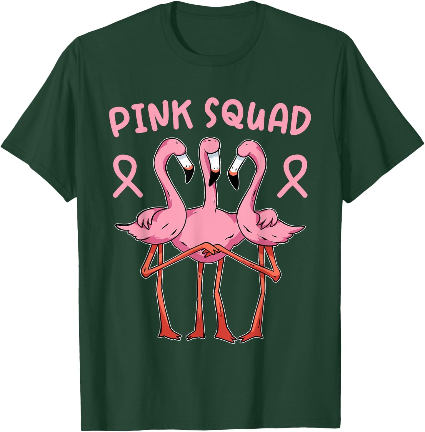 Flamingo Breast Cancer Family Matching Pink Support Squad T-Shirt - T-Shirt | Forest