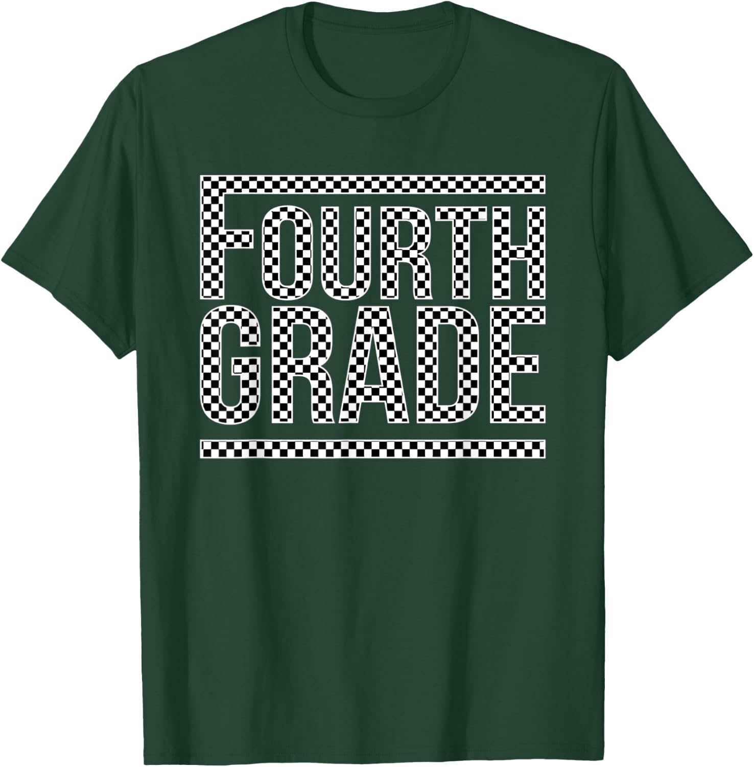 Checkered Fourth Grade Teacher Team Crew Back To School Women Girls Kids T-Shirt - T-Shirt | Forest