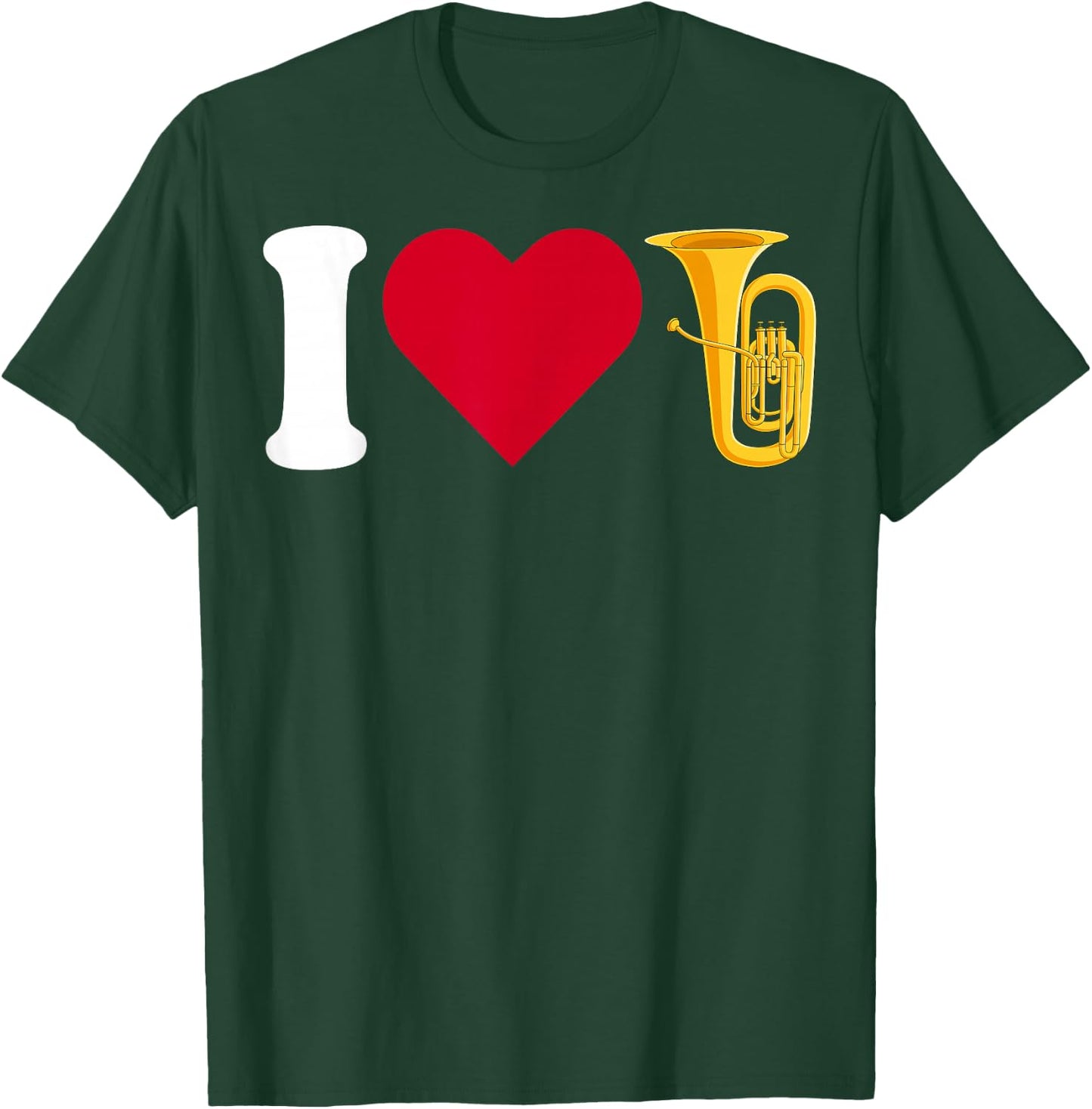 I Love Tuba - Love Heart Brass Musician Tuba Player Gifts T-Shirt - T-Shirt | Forest