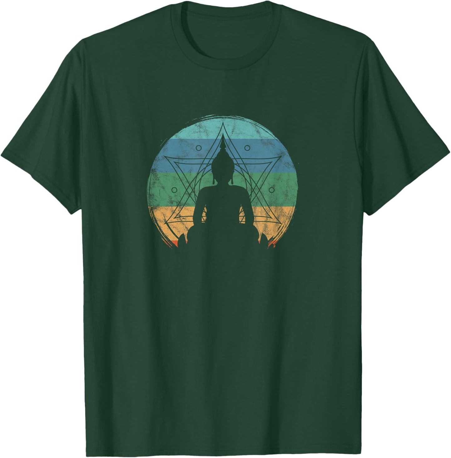 Retro Buddha Buddhist Yoga Spiritual Meditation Zen T-Shirt - T-Shirt | Forest