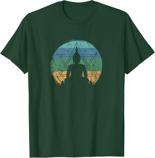 Retro Buddha Buddhist Yoga Spiritual Meditation Zen T-Shirt - T-Shirt | Forest