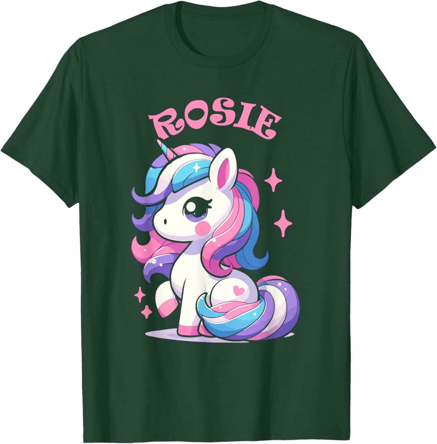 Rosie Cute Unicorn Design for Girls Name Rosie T-Shirt - T-Shirt | Forest