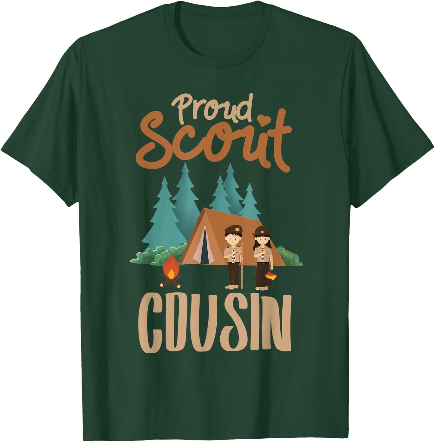 Proud Scout Cousin Camping Scout Scouting Leader Adventure T-Shirt - T-Shirt | Forest