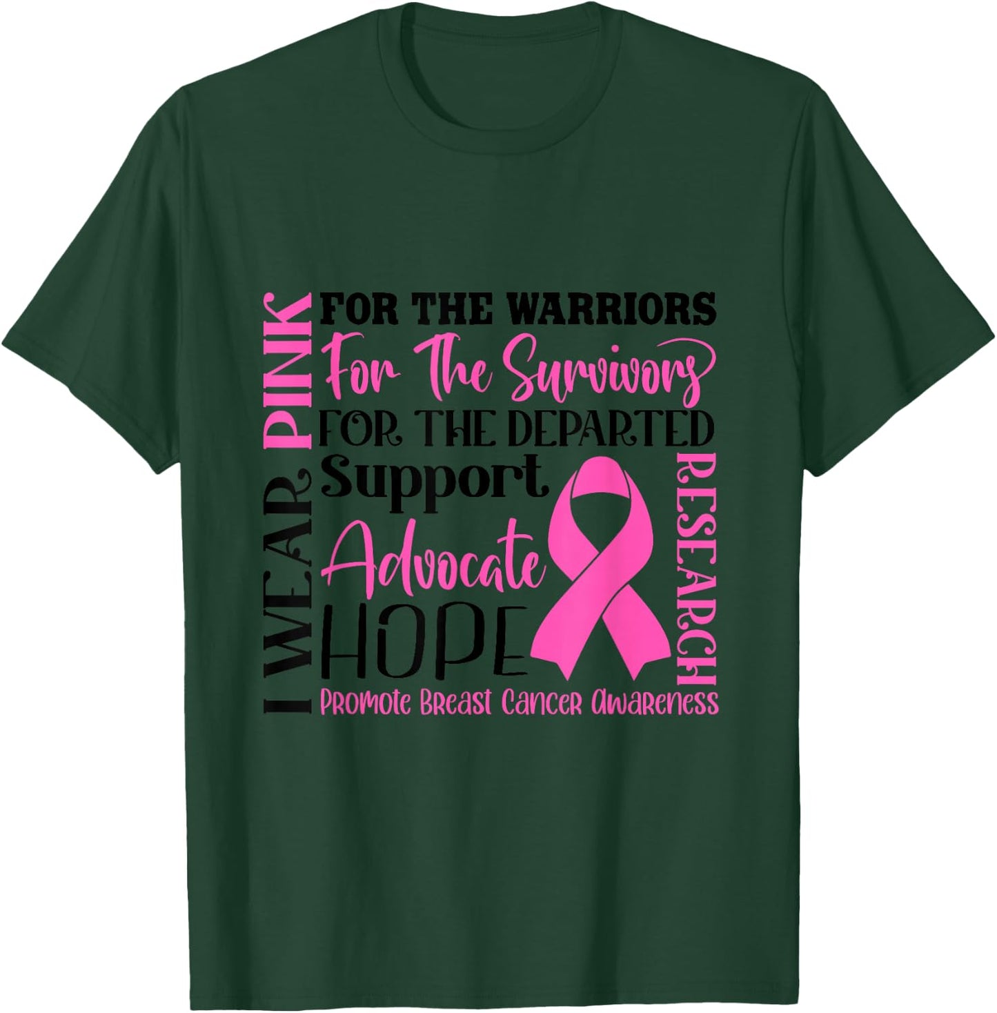 Breast Cancer Pink Ribbon Cancer Awareness T-Shirt - T-Shirt | Forest