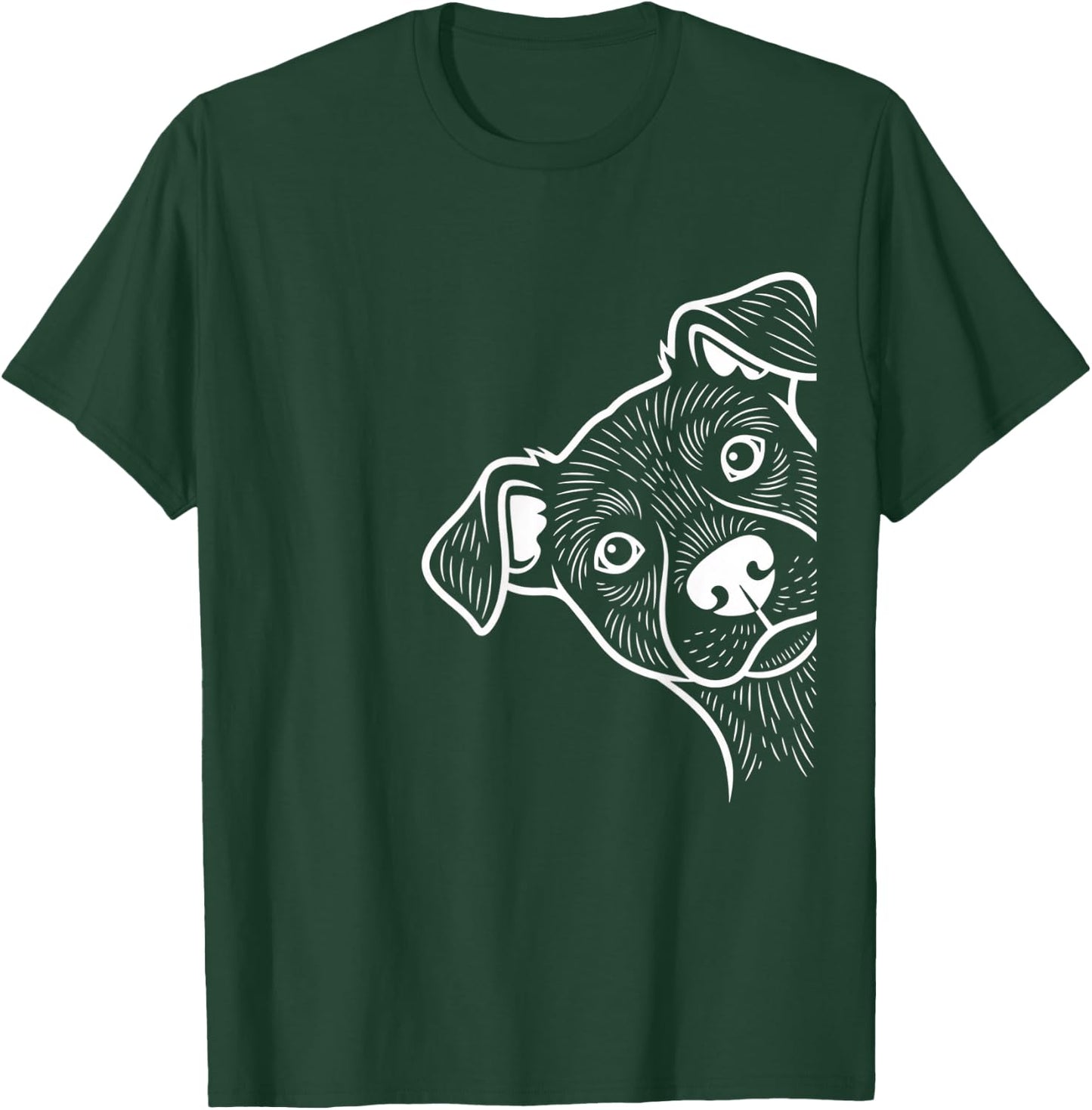 Dog Peeking Design for Dog Lovers, Playful Puppy Portrait T-Shirt - T-Shirt | Forest