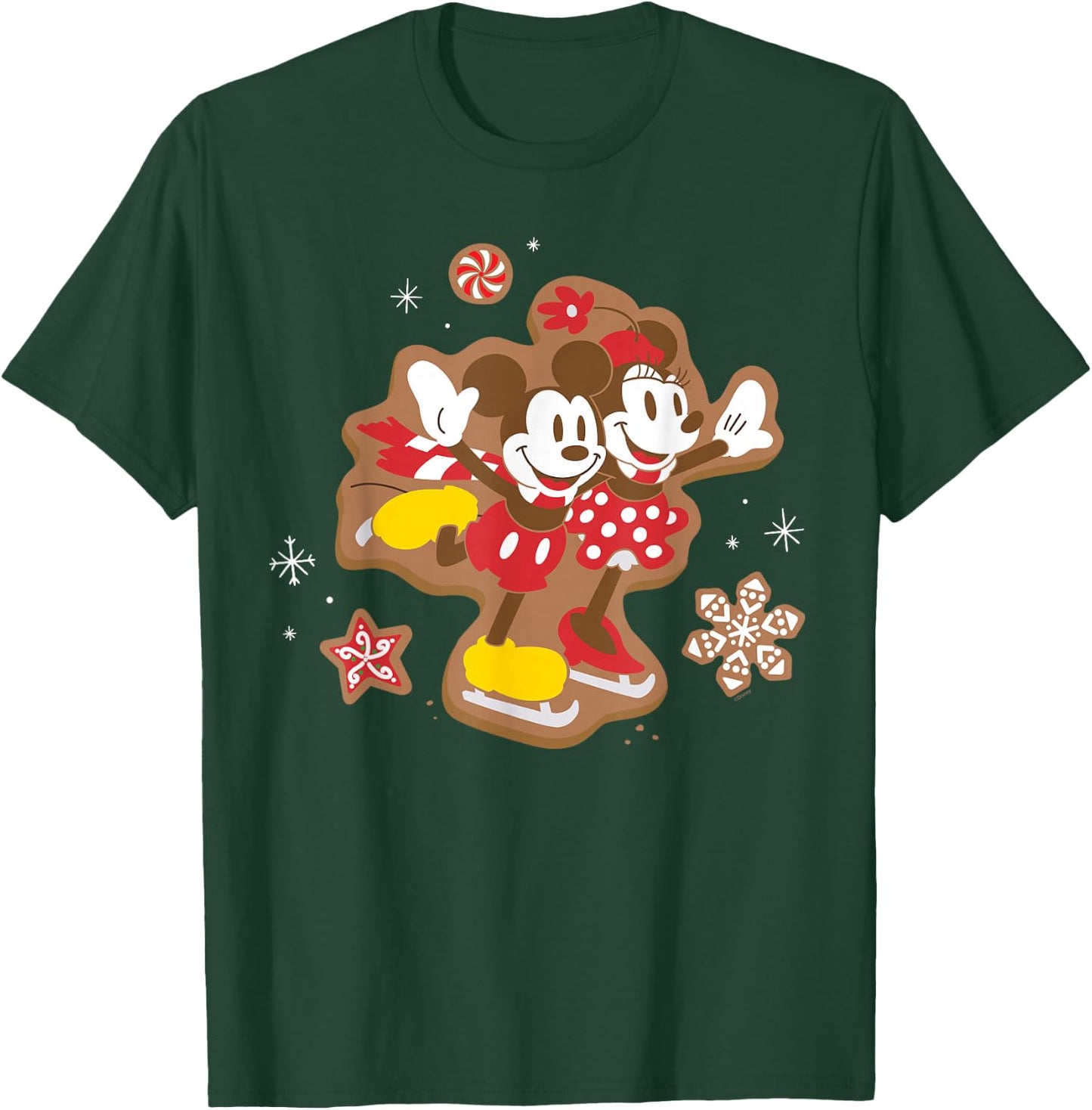 Disney Mickey & Minnie Ice Skating Gingerbread Holiday T-Shirt - T-Shirt | Forest
