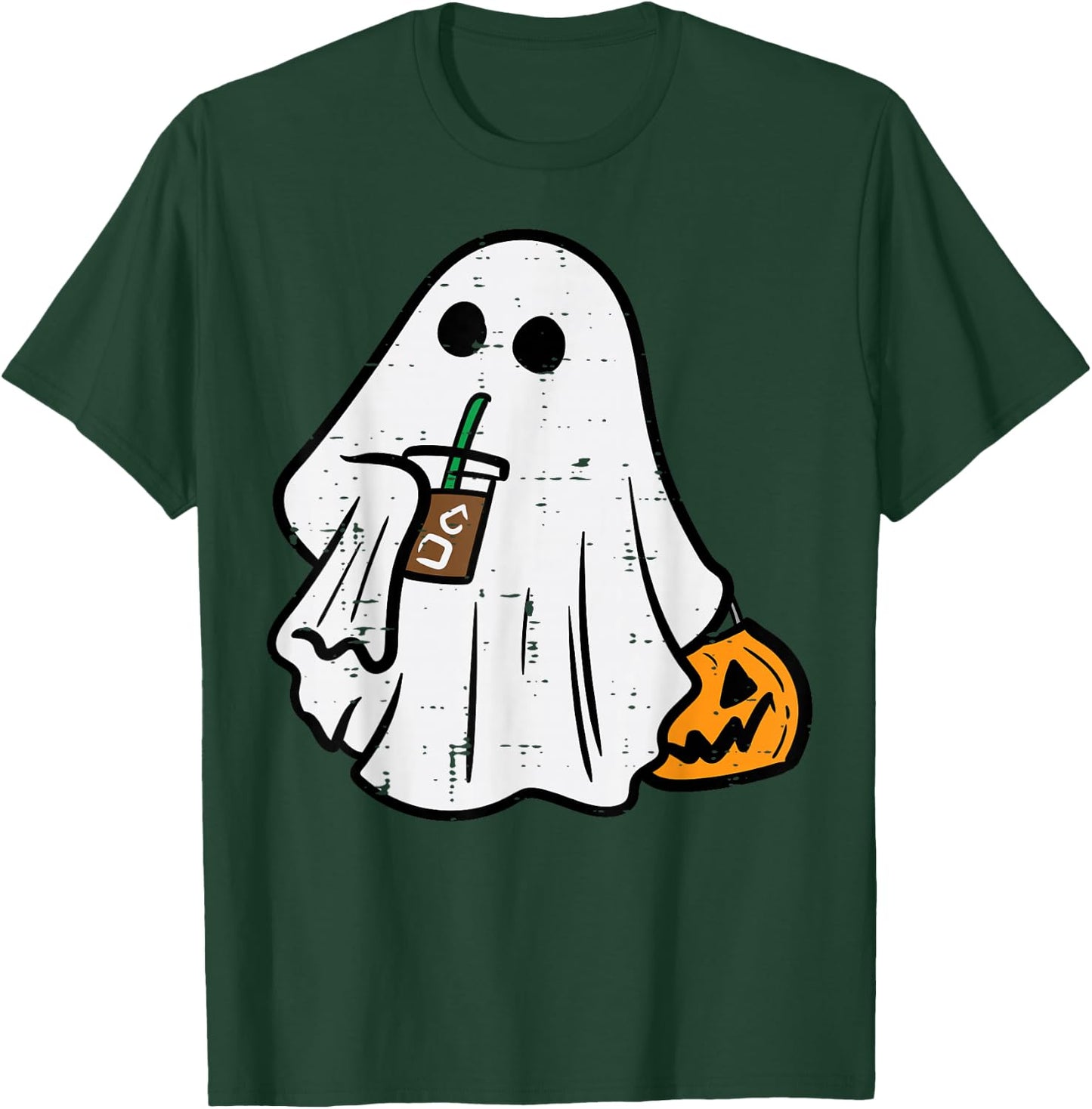 Halloween Ghost Ice Coffee Funny Costume Men Women Kid Youth T-Shirt - T-Shirt | Forest