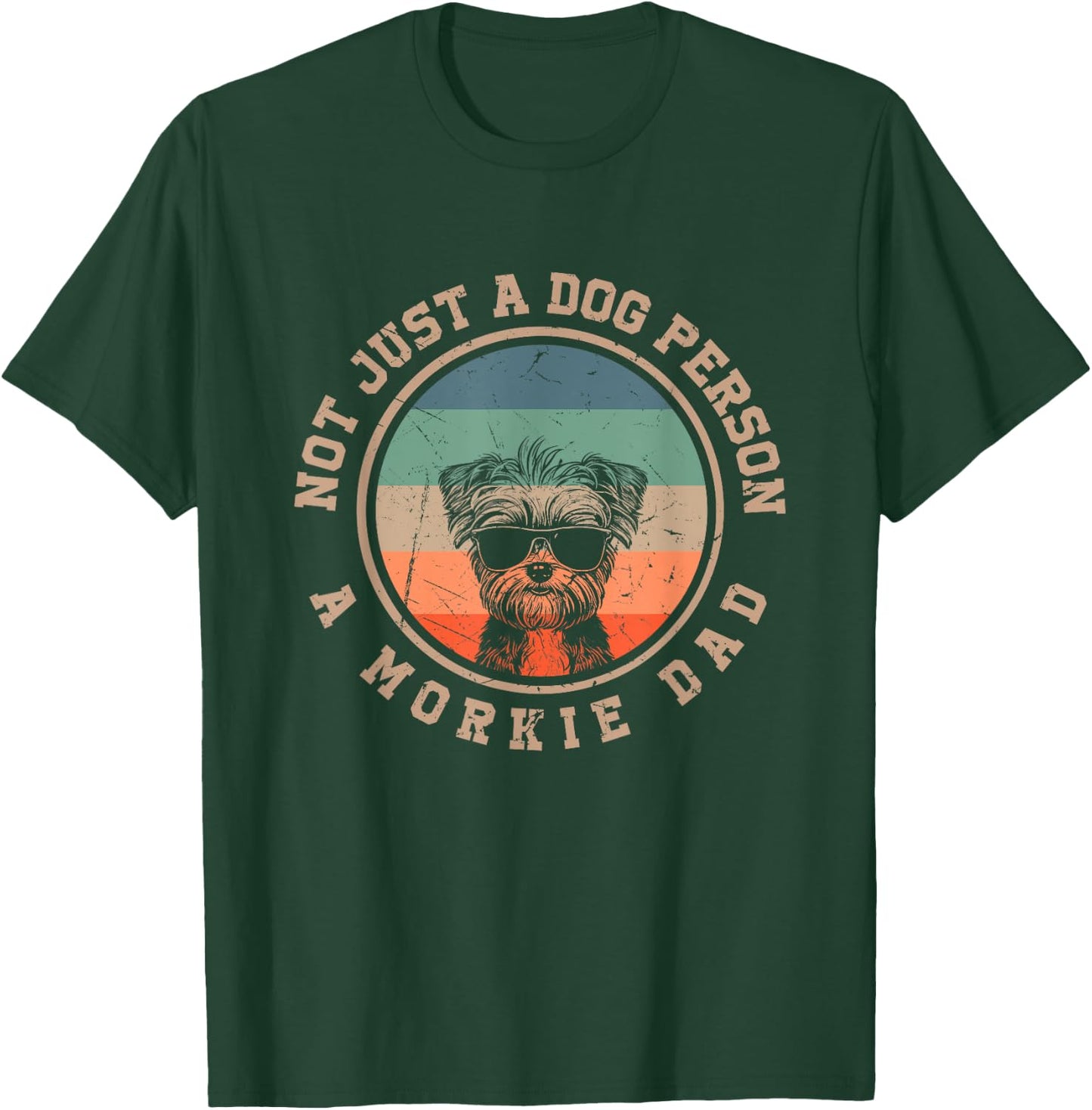 Vintage Morkie Dad Gifts Funny Bernard Dog Dad Fathers Day Men Women Kids T-Shirt - T-Shirt | Forest