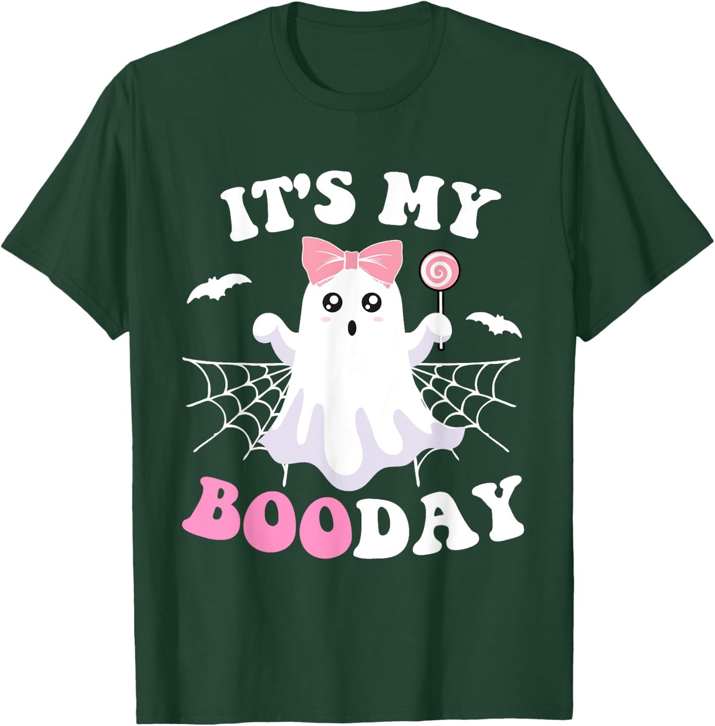 It's My Boo Day Cute Halloween Birthday Pink Ghost Girls T-Shirt - T-Shirt | Forest
