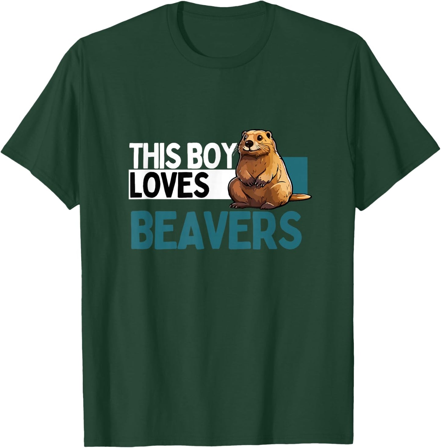 Funny Beaver Shirt Boys Animal Beaver Lover T-Shirt - T-Shirt | Forest