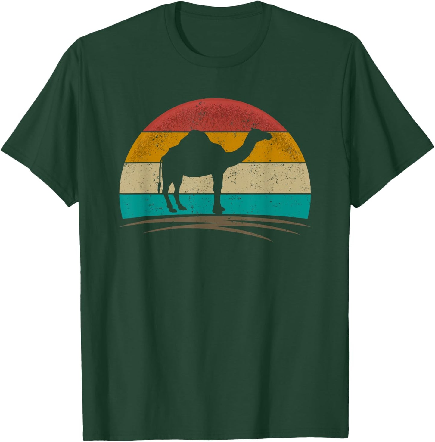 Vintage Dromedary Retro Distressed Arabian Camel Men Women T-Shirt - T-Shirt | Forest