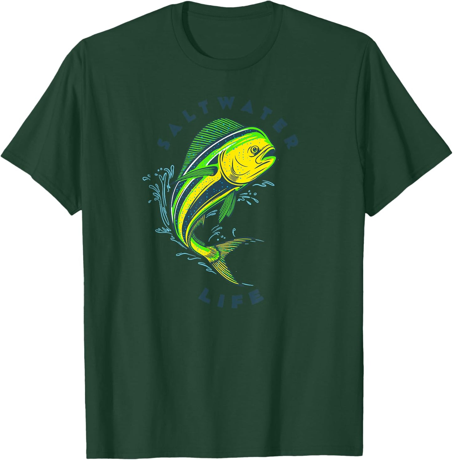 Saltwater Life Saltwater Mahi Mahi Jumping Fishing T-Shirt - T-Shirt | Forest