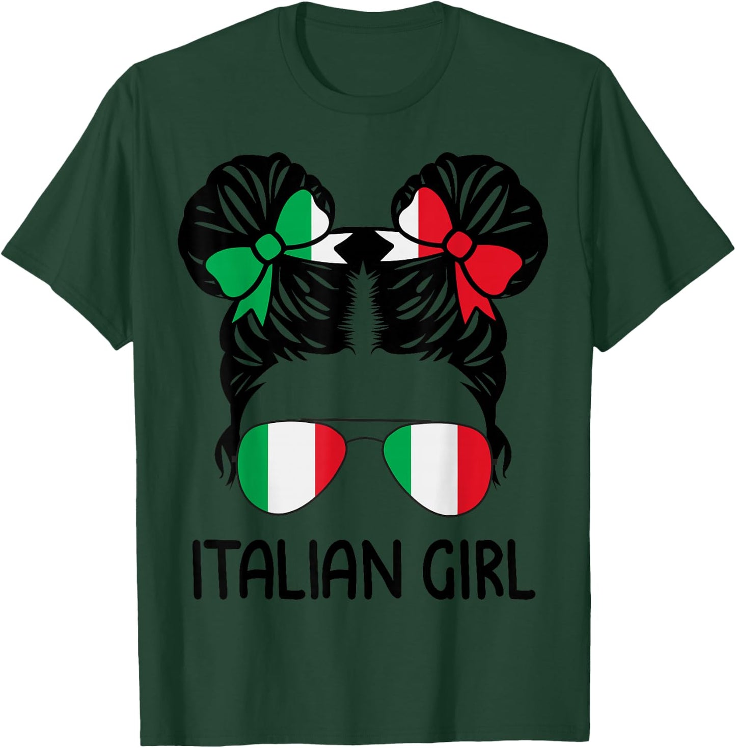 Italian Girl Messy Hair Italy Pride Patriotic Kids T-Shirt - T-Shirt | Forest