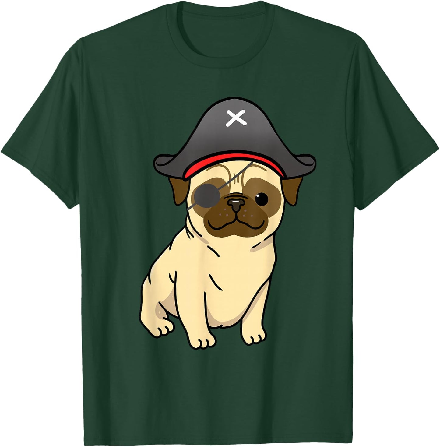 Pug Pirate Pug Halloween T-Shirt - T-Shirt | Forest