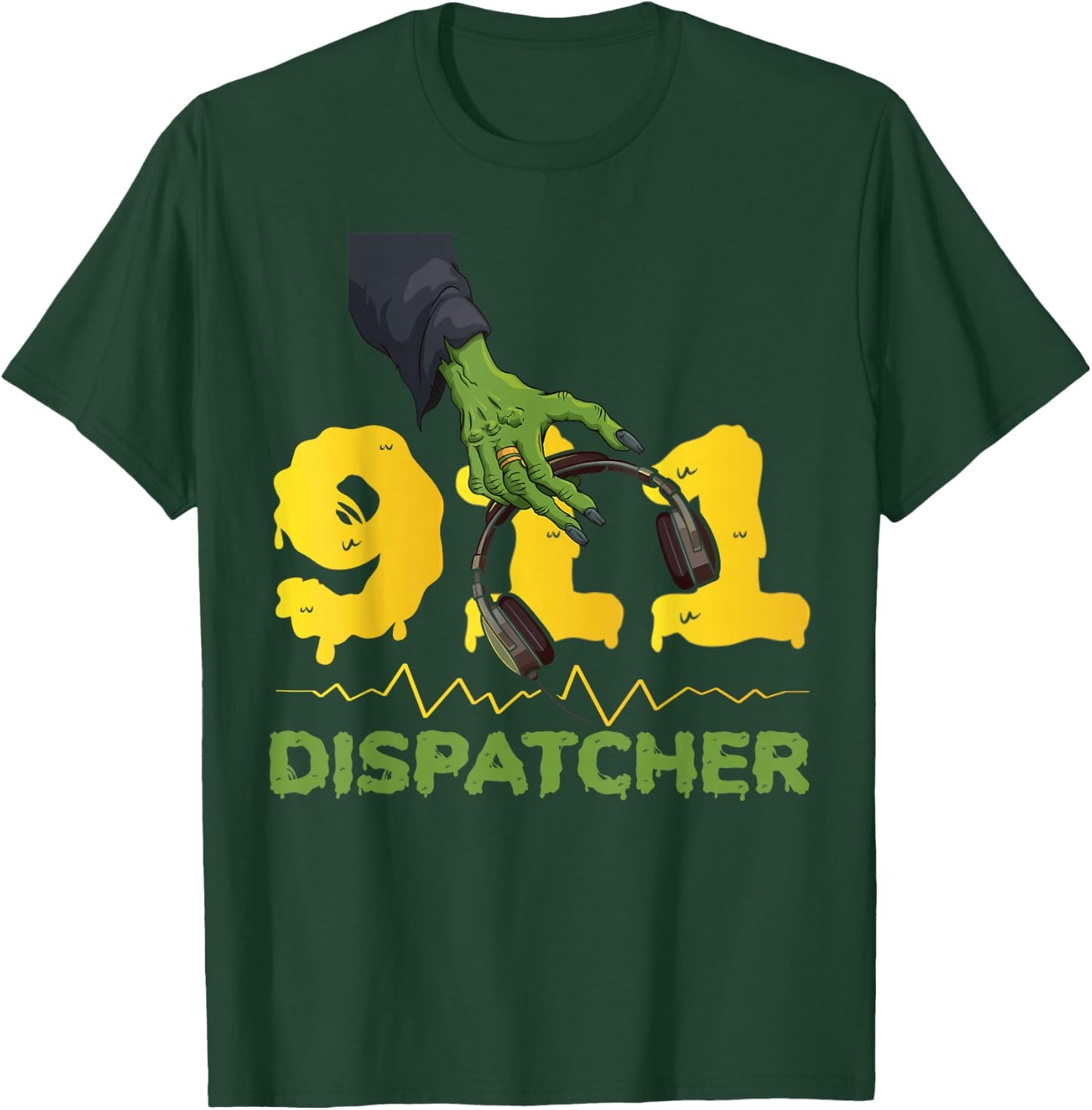 911 Dispatcher Thin Gold Yellow Line Halloween Costume 911 T-Shirt - T-Shirt | Forest