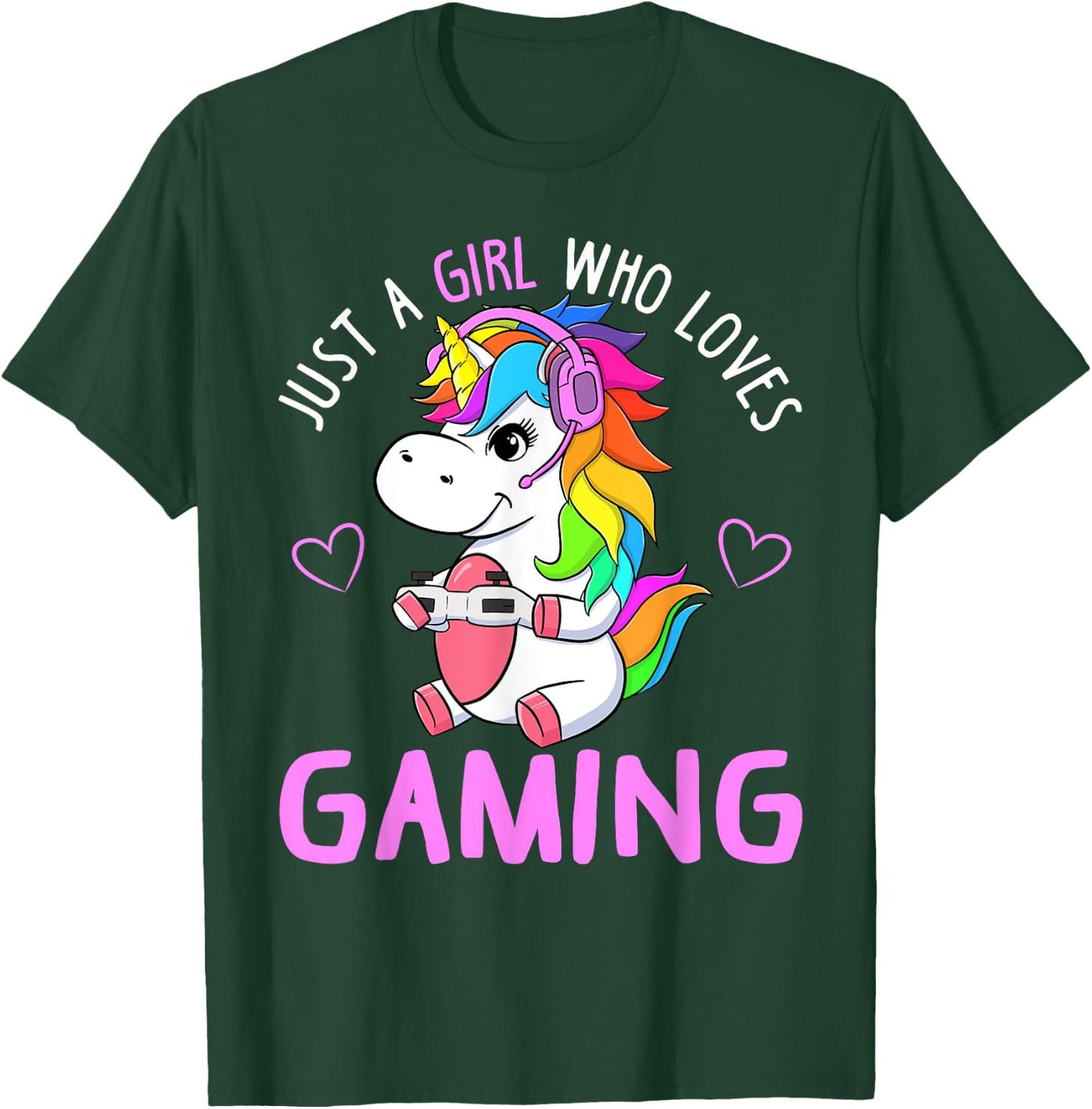 Just A Girl Who Loves Gaming Cute Gamer Unicorn Gift Women T-Shirt - T-Shirt | Forest